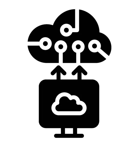 Solid Icon Cloud Network Concept Cloud Computing — Stock Vector