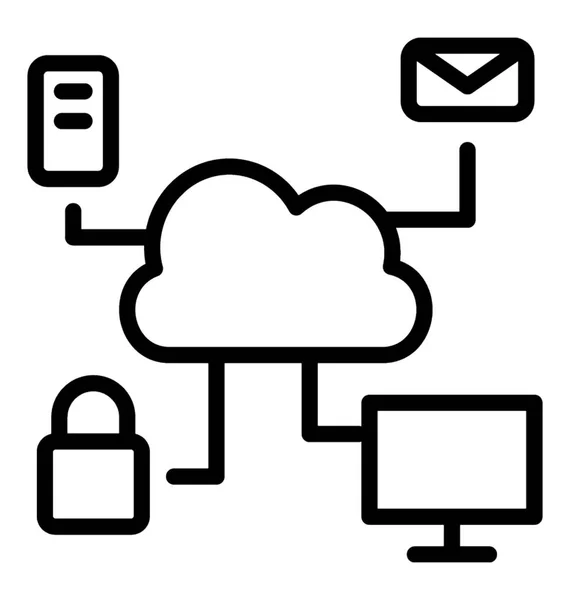 Line Icon Cloud Data Security — Stock Vector