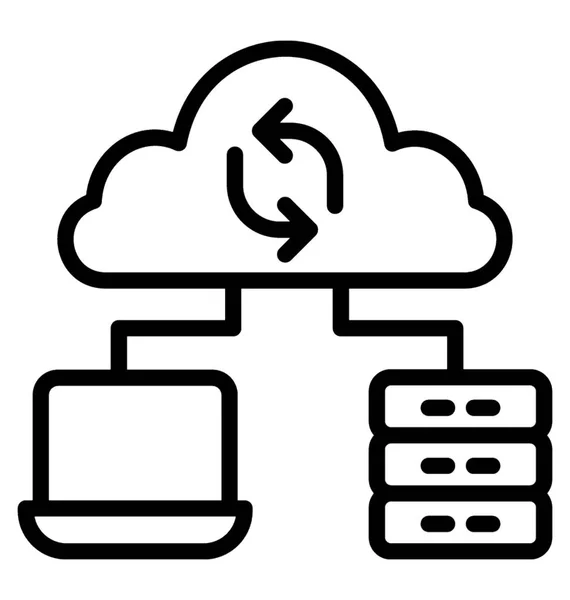 Ícone Linha Sincronização Nuvem — Vetor de Stock