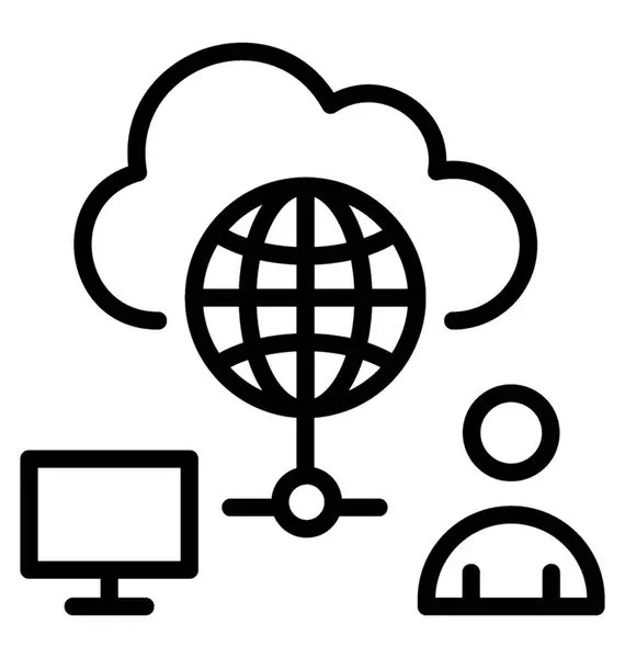Icono Línea Tecnología Cloud — Vector de stock