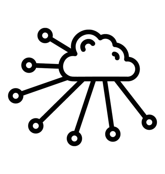 Lijn Pictogram Van Cloud Verbindingen — Stockvector