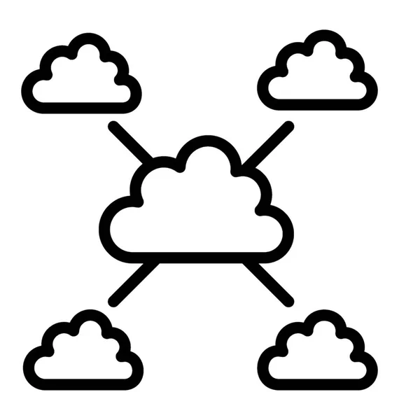 Icône Ligne Réseau Cloud — Image vectorielle