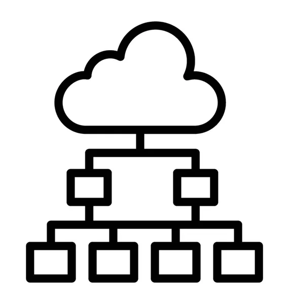 Cloud Φιλοξενία Εικονίδιο Γραμμή — Διανυσματικό Αρχείο