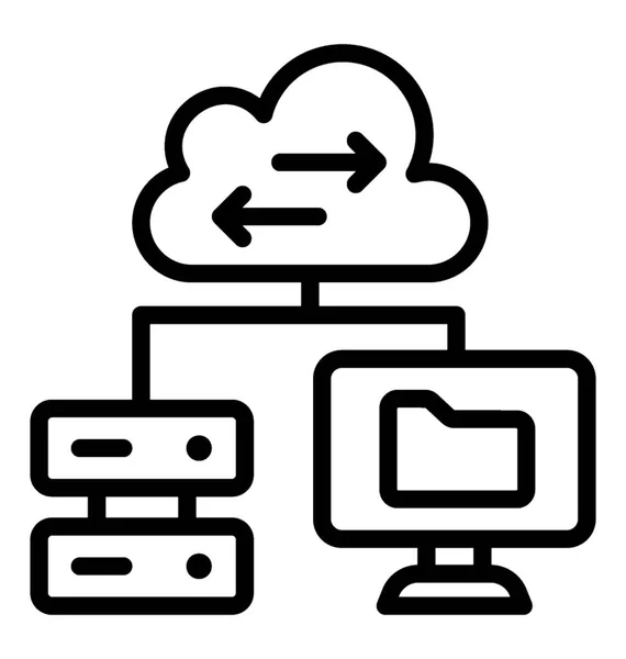 Icône Ligne Données Cloud — Image vectorielle