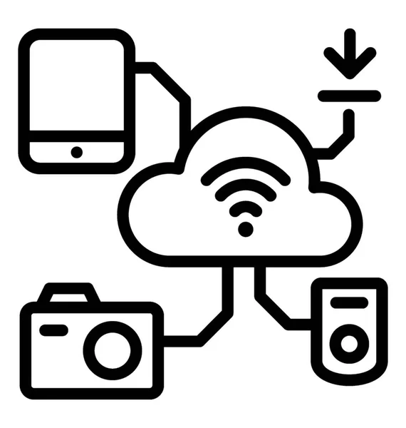 Nube Con Dispositivos Concepto Comunicación Red — Vector de stock