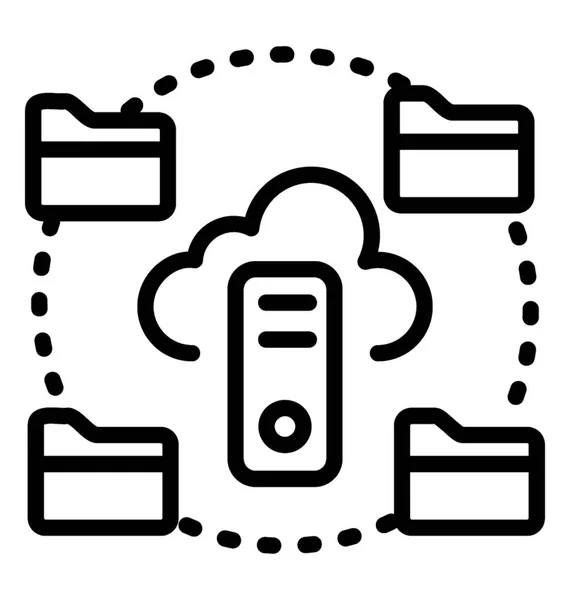 Піктограма Рядка Теки Хмарного Сервера — стоковий вектор