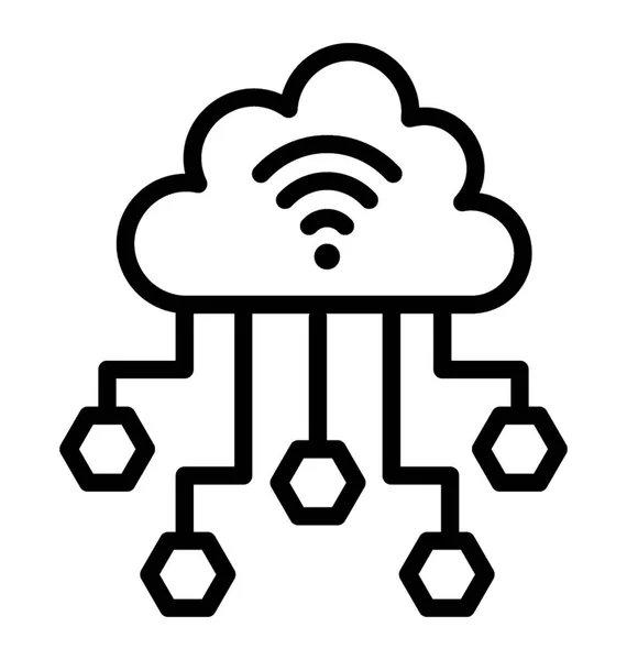 Lijn Pictogram Van Cloud Verbindingen — Stockvector