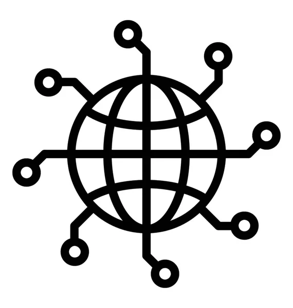 Icono Línea Conexión Global — Archivo Imágenes Vectoriales