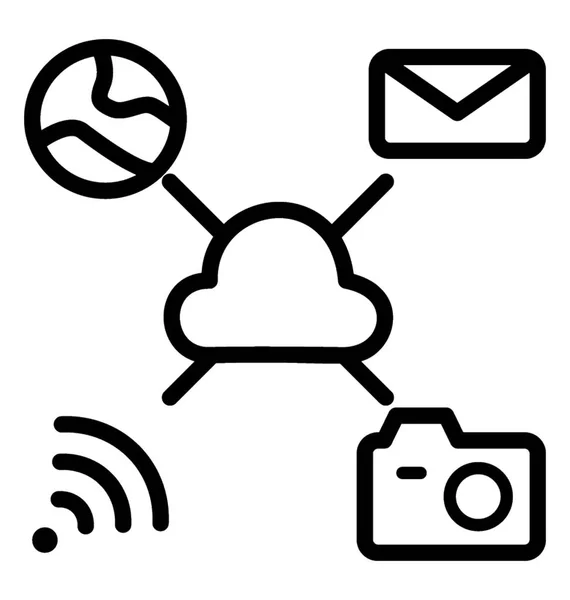 Icono Línea Tecnología Cloud — Vector de stock