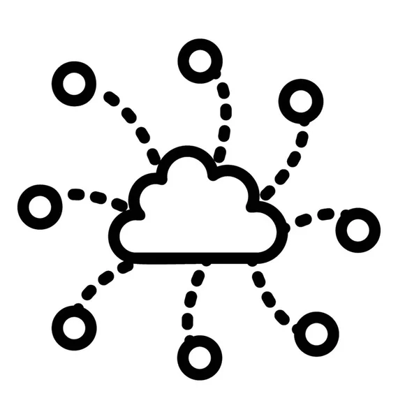 Lijn Pictogram Van Cloud Verbindingen — Stockvector