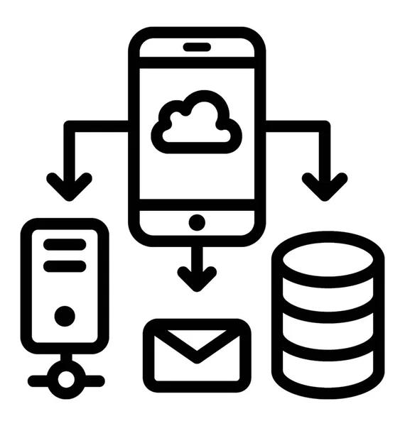 Zeilensymbol Der Cloud Datenspeicherung — Stockvektor