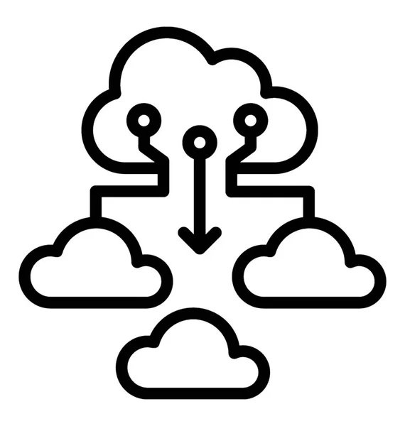 Icône Ligne Cloud Computing — Image vectorielle