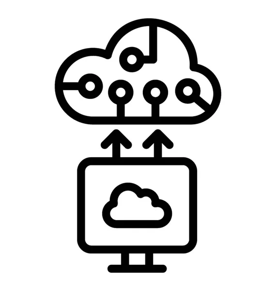 Ícone Linha Conceito Rede Nuvem Computação Nuvem — Vetor de Stock
