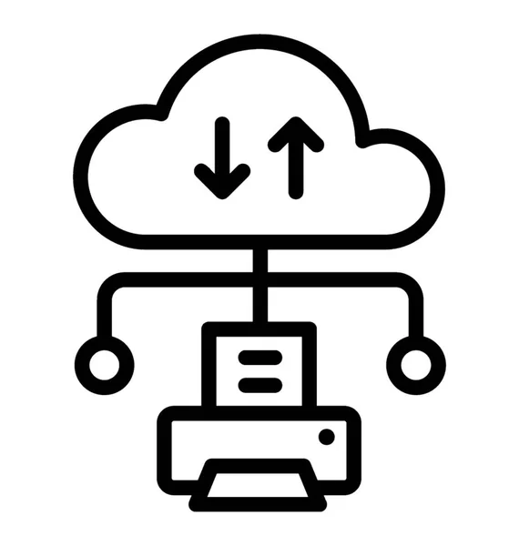 Ícone Linha Dados Nuvem — Vetor de Stock