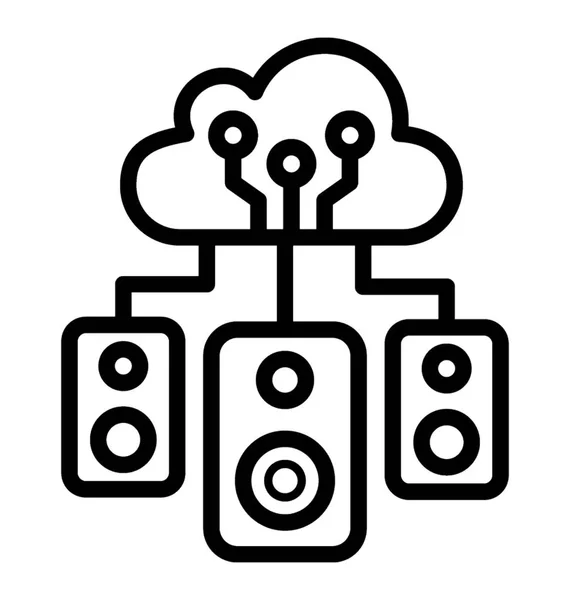 Icône Ligne Musique Cloud — Image vectorielle