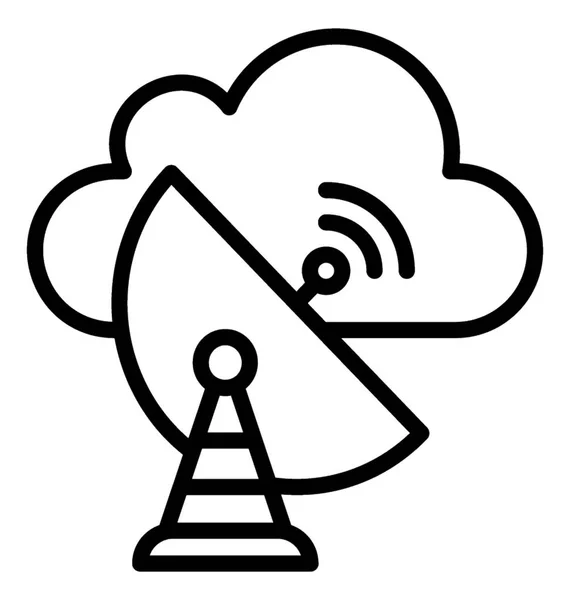 Satelliet Schotel Lijn Pictogram — Stockvector