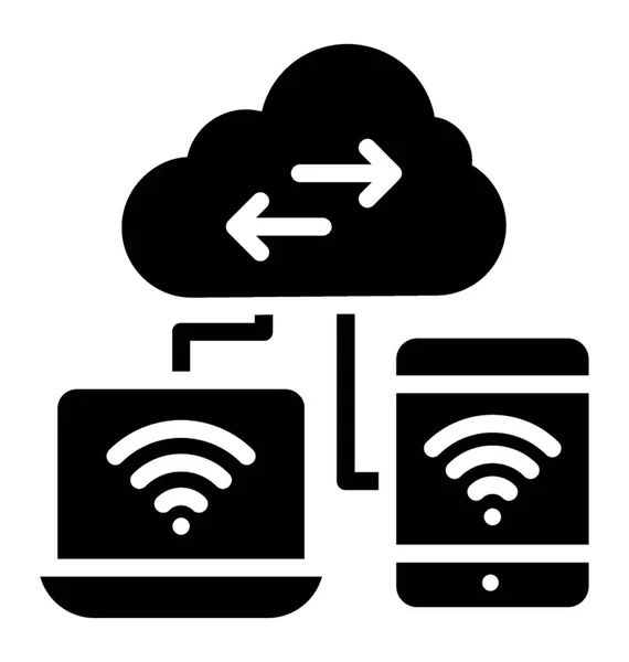 Cloud Network Glyph Icon Vector — Stock Vector