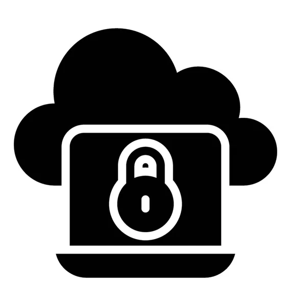 Solid Icon Cloud Data Security — Stock Vector