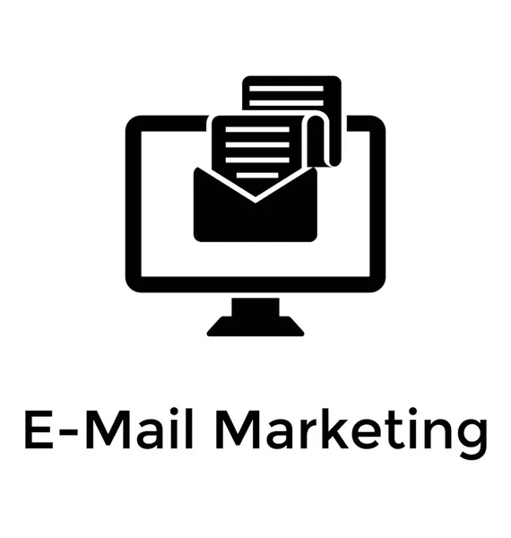 Email Marketing Sólido Icono Diseño — Vector de stock