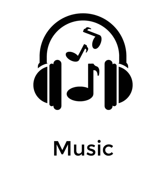Design Ícone Sólido Música Design Ícone Fone Ouvido —  Vetores de Stock