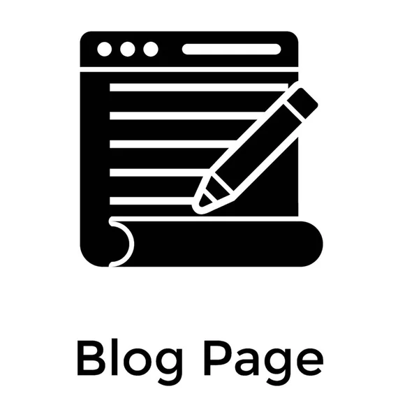 Página Contenido Diseño Icono Sólido Página Blog — Vector de stock