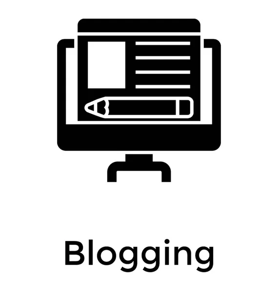 Bloggen Solide Pictogram Ontwerp Online Tijdschriften — Stockvector