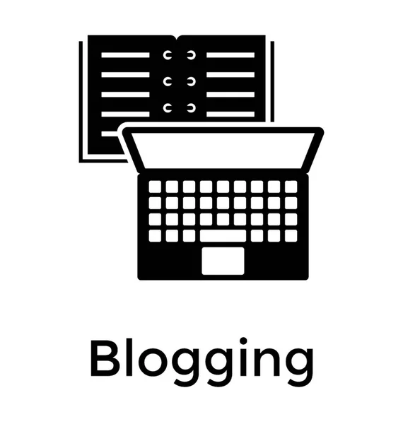 Bloglama Katı Simgesi Tasarım Online Dergi — Stok Vektör