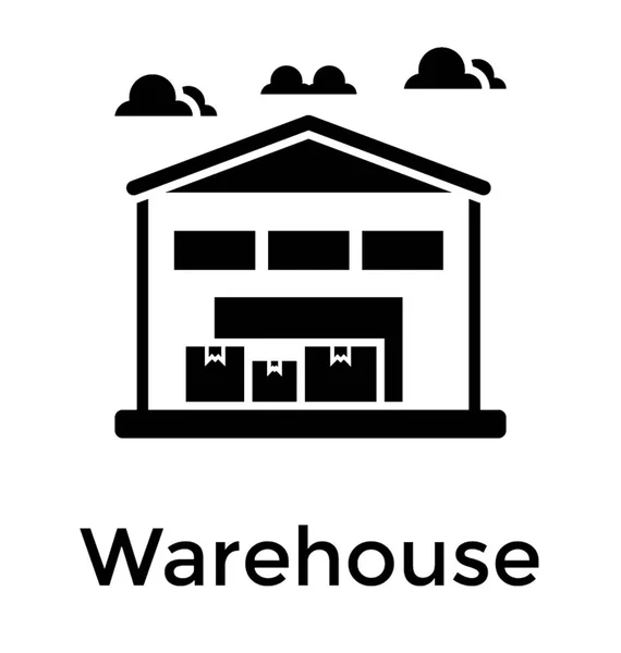 Warehouse Solid Icon Design Storage House — Stock Vector