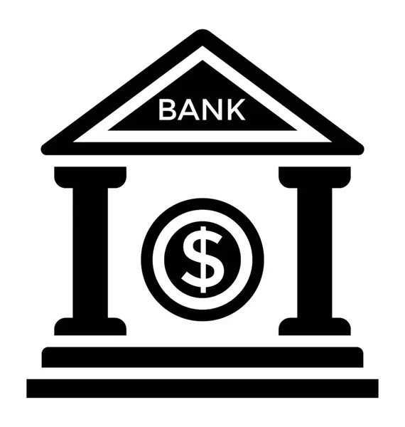 Bank Gebouw Solide Pictogram — Stockvector