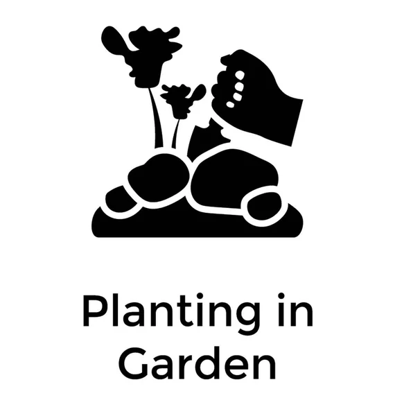 Bepflanzung Garten Solides Vektorsymbol — Stockvektor