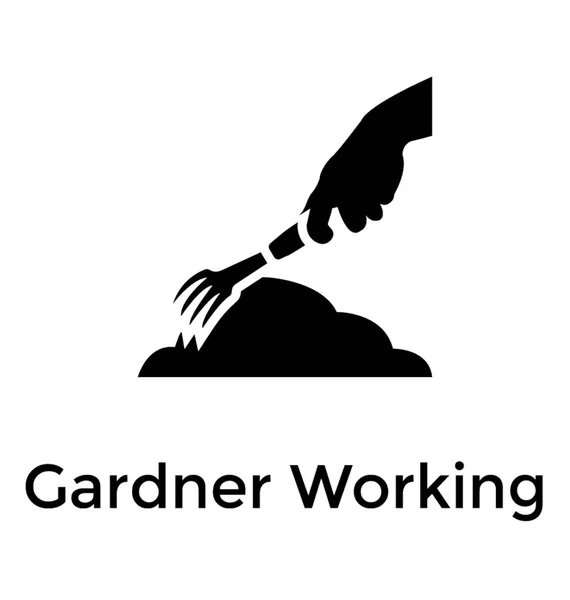 Gärtner Arbeitet Solide Symbol Vektor — Stockvektor