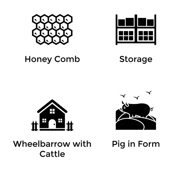 Agricoltura Fattoria Icone Solide Set — Vettoriale Stock