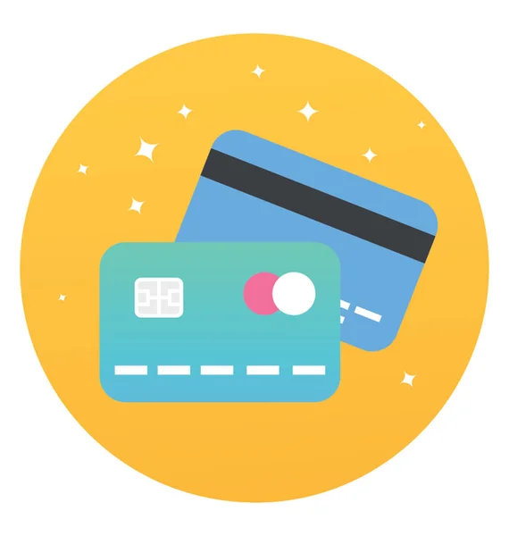 Ploché Ikony Kreditní Karty — Stockový vektor