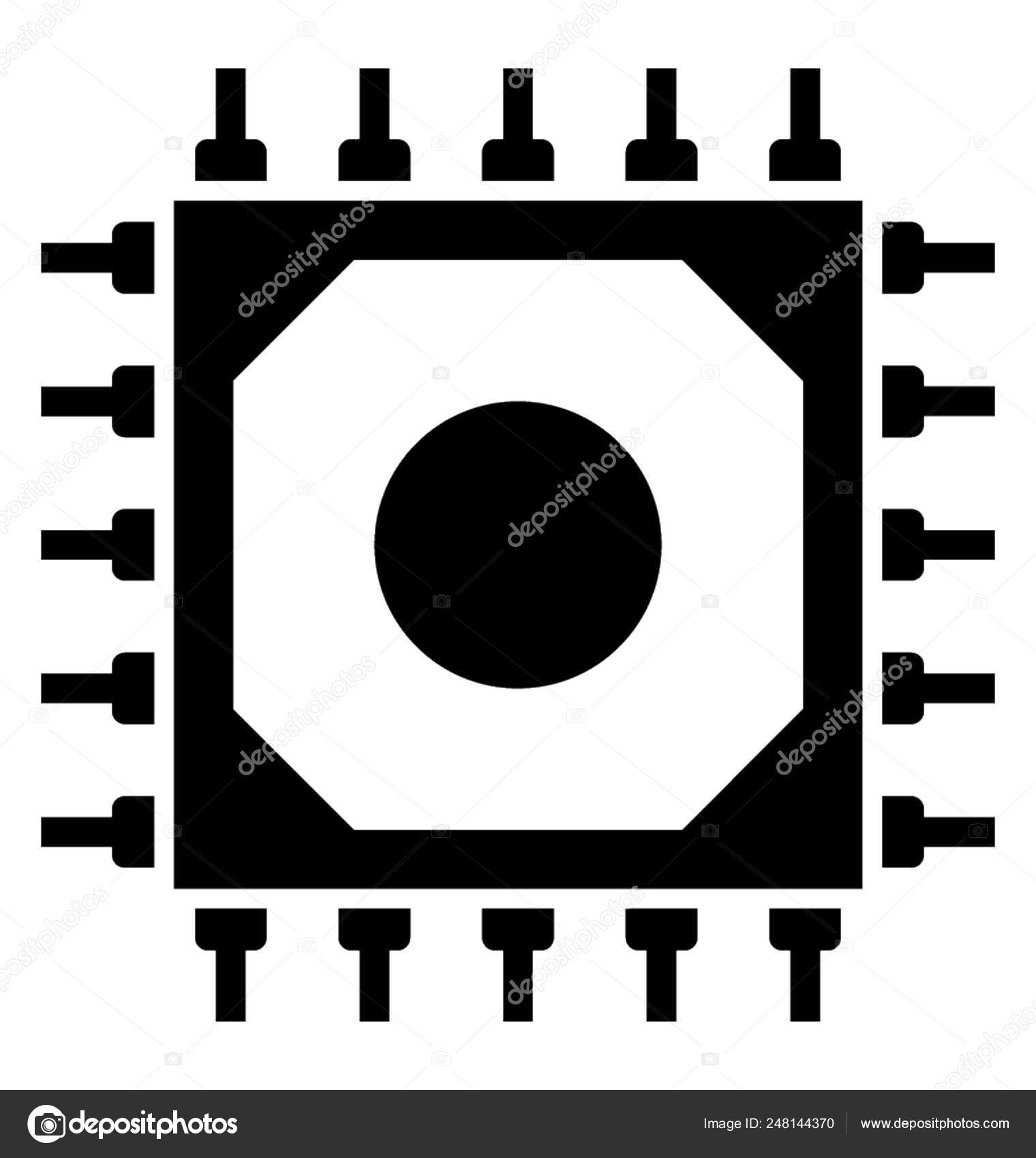 Integrated Circuits Microprocessor Solid Vector Icon — Stock Vector