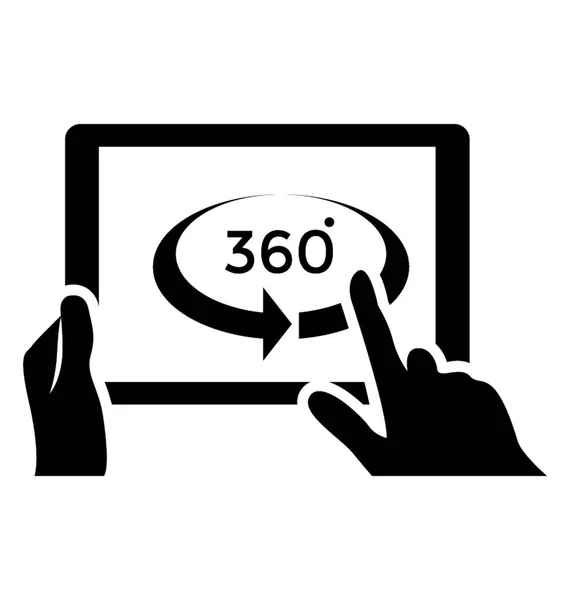 360 Interfaccia Solida Icona Design — Vettoriale Stock