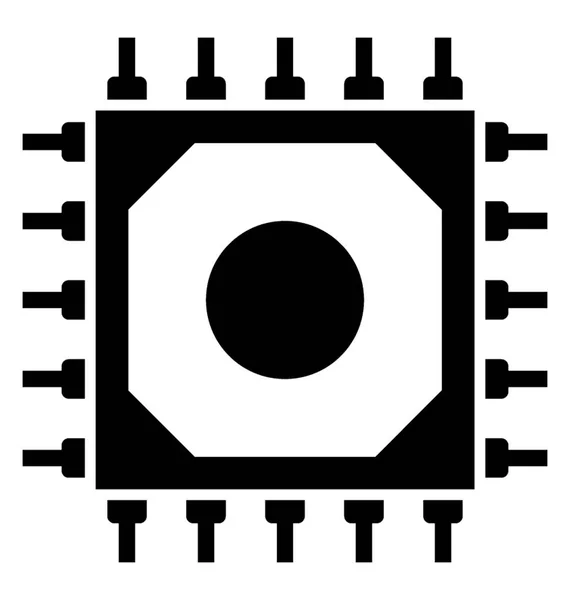 Circuitos Integrados Ícone Vetor Sólido Microprocessador —  Vetores de Stock