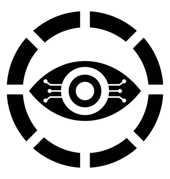 Fokus Symbolen Solid Ögonikonen Cyber Övervakning — Stock vektor
