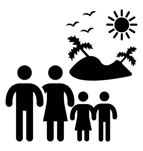 Familie Wandeling Pictogram Ochtend Wandeling Concept — Stockvector