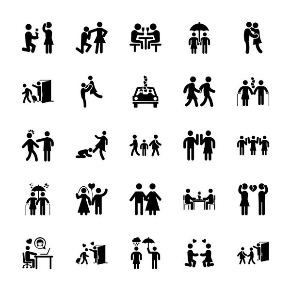 Set Of Love Story Pictograms 