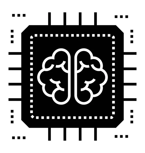 Ikona Sztucznej Inteligencji Projektowaniu Glifów — Wektor stockowy