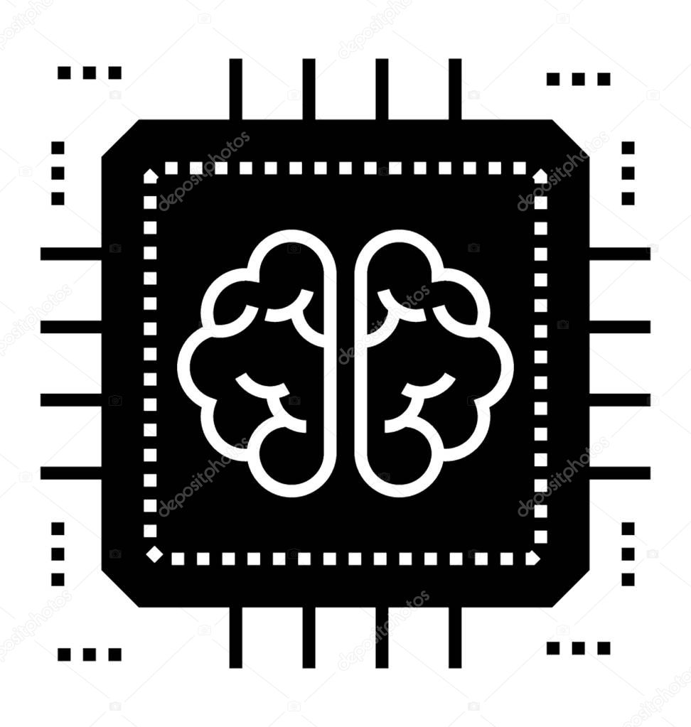 Artificial intelligence icon in glyph design 