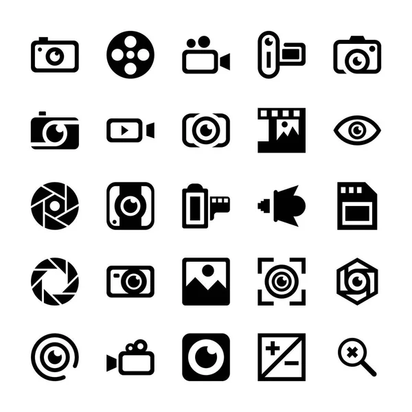 Camera Photography Icons — Stock Vector