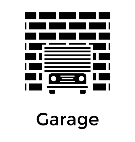 Vecteur Icône Glyphe Garage — Image vectorielle