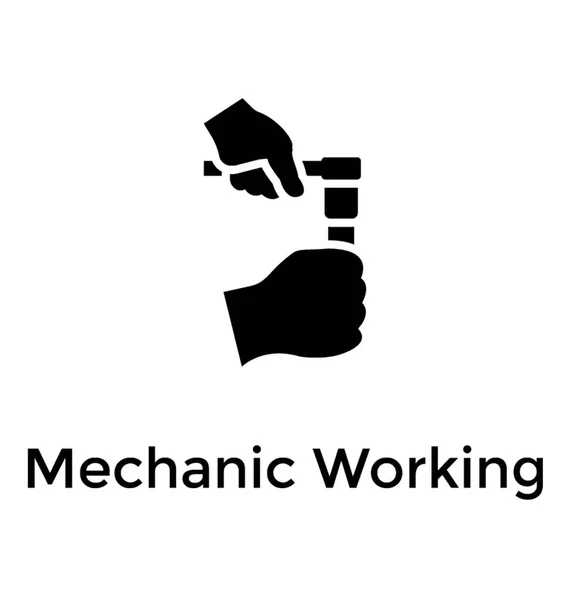 Mechanik Trzymając Narzędzie Symbol Wektor — Wektor stockowy