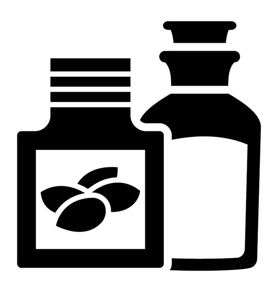Aceite Almendras Sólido Icono Vector — Vector de stock