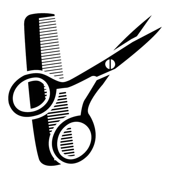 Comb Scissor Solid Icon Vector — Stock Vector