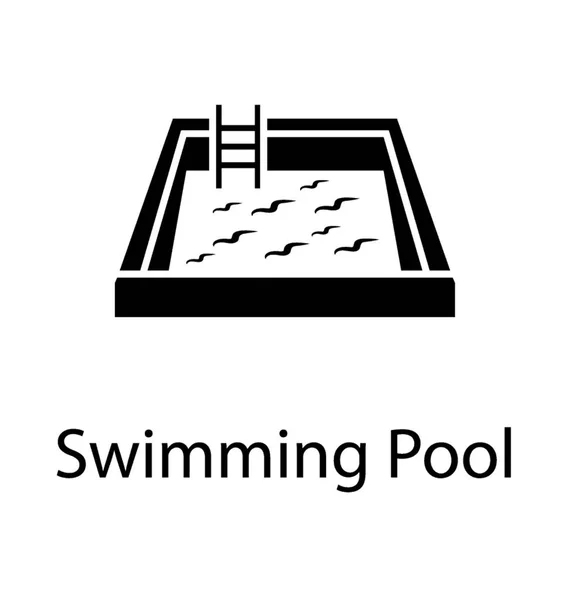 Icono Vector Sólido Piscina — Vector de stock