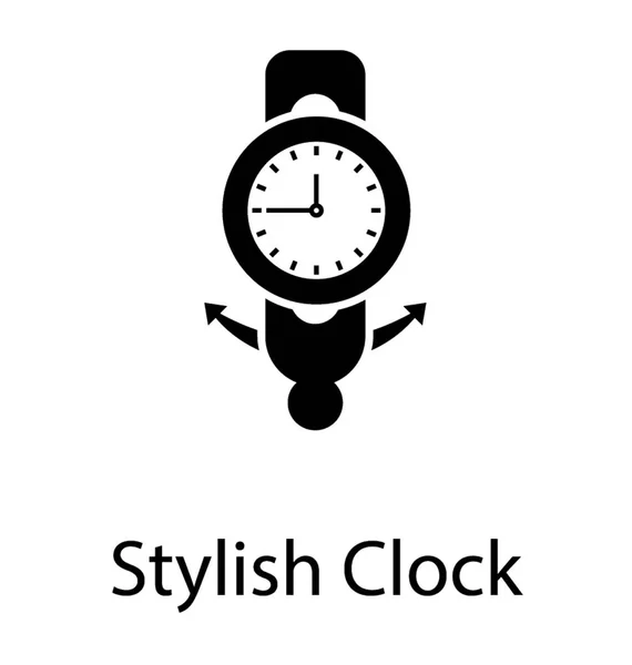 Reloj Con Estilo Icono Vector Sólido — Vector de stock