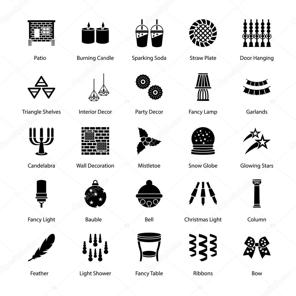 Home Design And Decor Solid Icons 
