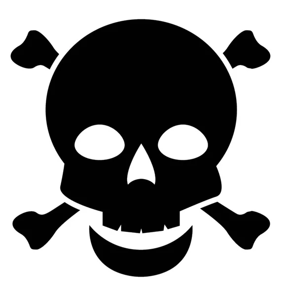 Cráneo Pirata Icono Vector Glifo — Vector de stock